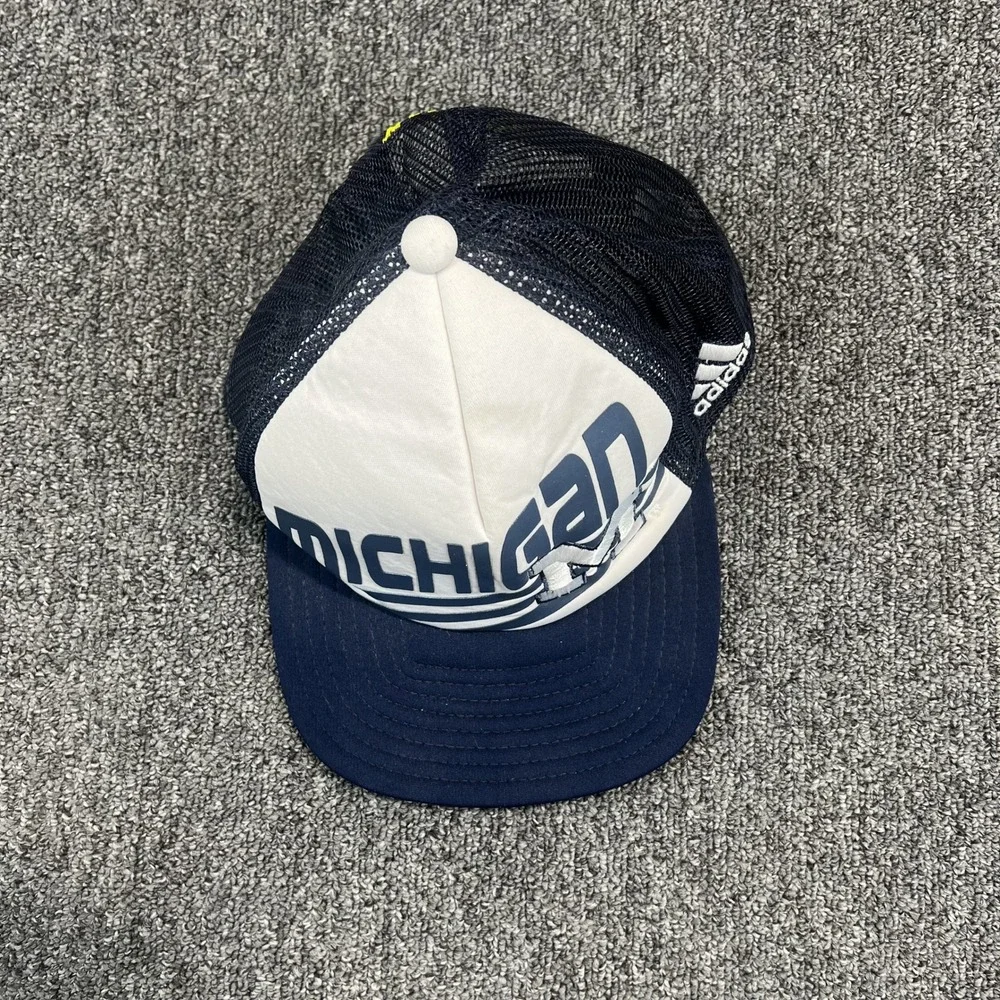 Adidas Vintage Michigan Wolverines Trucker Hat OSFA Navy White Snapback Mesh Cap